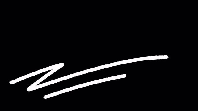 2D Hand Drawn White Line Scratch Accent Animation with Transparent Background