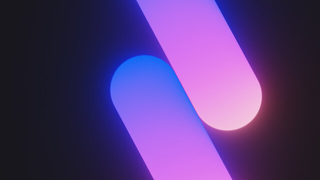 Glowing rounded shapes with colorful gradients