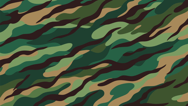 Forest Inspired Green Brown Black Camouflage Pattern