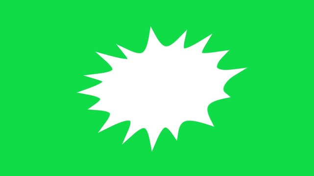 2D Hand Drawn White Comic Starburst Explosion Animation Overlay on Green Screen Background