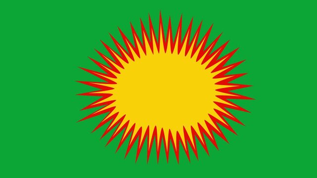 2D Hand Drawn Yellow Spiky Sunburst Explosion Animation Overlay on Green Screen Background