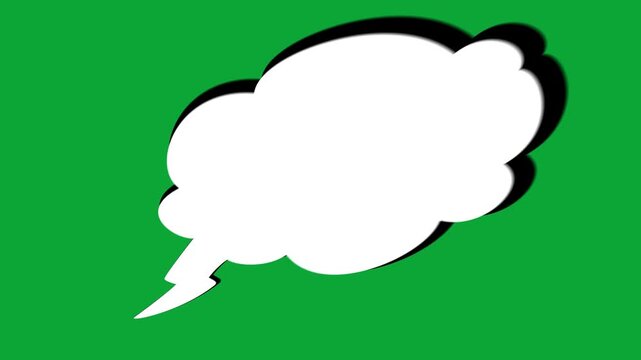 2D Hand Drawn Cloud Speech Bubble with Tail Animation Overlay on Green Screen Background