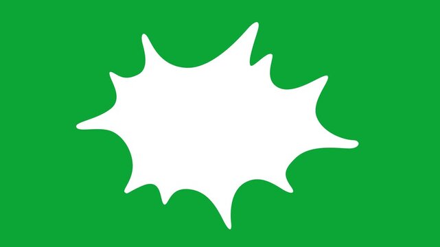 2D Hand Drawn White Splash Starburst Callout Animation Overlay on Green Screen Background