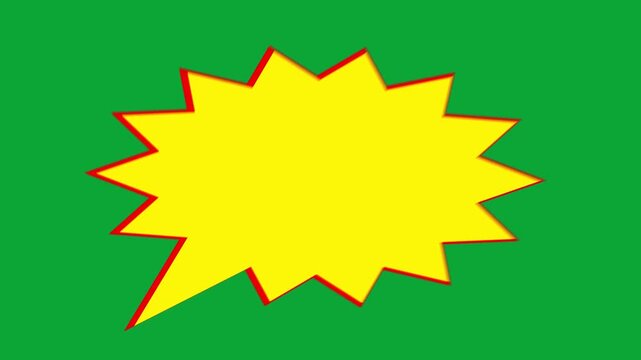 2D Hand Drawn Yellow Spiky Comic Speech Bubble Animation Overlay on Green Screen Background