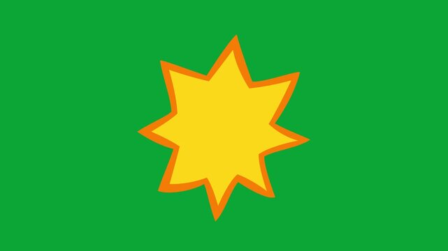 2D Hand Drawn Yellow Starburst Callout Frame Animation Overlay on Green Screen Background