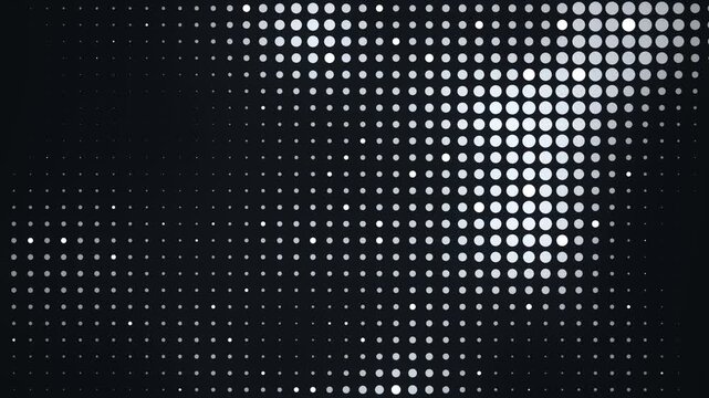 Abstract dark technology background with a large cyan dot matrix and grid drifting over a black ground, seamless 4K loop