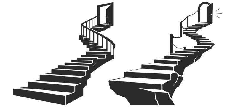 Spiral Staircase Vector Illustration Modern Architectural Steps Perspective Design.