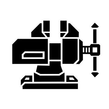 Bench Vise Workshop Tool Black and White Icon