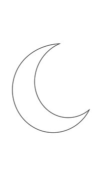 Simple crescent moon outline icon in minimal hand drawn style with night sky celestial body minimalist art lunar phase black and white simple drawing graphic icon moon shape vector graphic