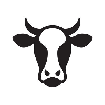 Bold Black Cow Head Silhouette Icon for Dairy and Farm Branding


