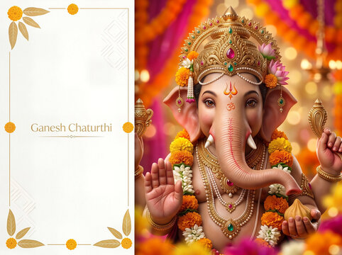 illustration of Lord Ganpati for Ganesha Chaturthi festival poster design background.