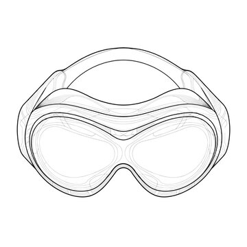 Futuristic Virtual Reality VR Headset Single Line Black Vector Illustration