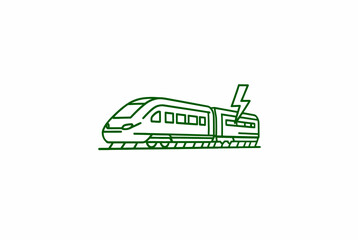 Obraz premium Green Electric Train Line Icon.