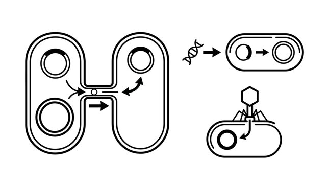 Bacteriophage Infecting Bacteria, DNA Transfer and Replication Process