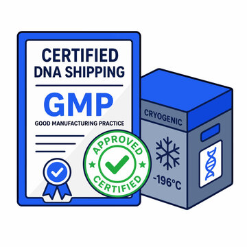 GMP Certified DNA Shipping and Cryogenic Storage Illustration