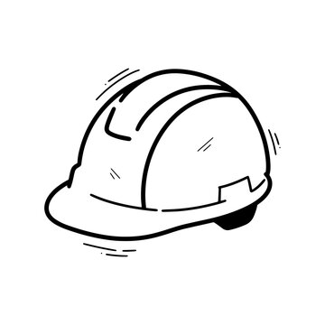 Hand Drawn Safety Helmet Illustration. Doodle Vector. Isolated on White Background - EPS 10 Vector