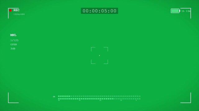 Green Screen Camera Viewfinder HUD Overlay with Digital Recording Interface and Timecode