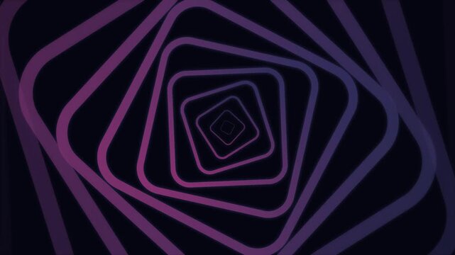 Hypnotic digital art background featuring an endless tunnel of concentric, rounded purple and pink squares, creating a captivating and modern abstract visual design