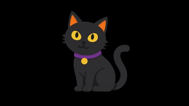 black cat animation halloween cat
