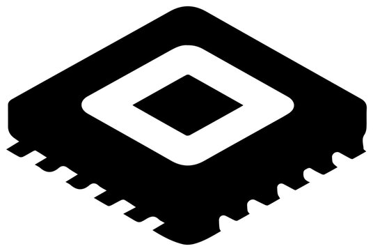 Solid black icon of trusted platform module on digital background