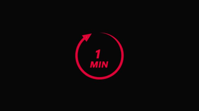 10 Min clock icon animation. 10 minute animation on black background and creating a stunning 4k video.
