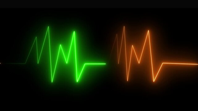 neon heartbeat cardiogram pulse animation abstract neon heart beat icon animation on black background. animation, heartbeat pulse icon. hd video
