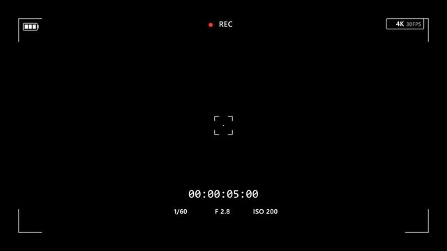 4K Digital Camera Recording Screen Overlay with Viewfinder Interface