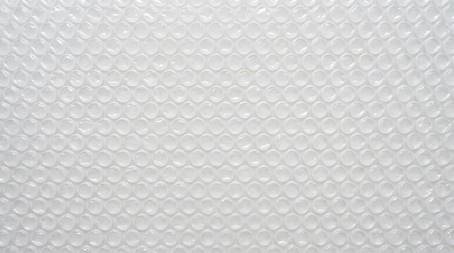 Clear bubble wrap texture for shipping fragile items, overhead view.