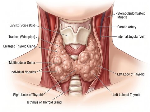 Enlarged Thyroid Gland With Multinodular Goiter Anatomy