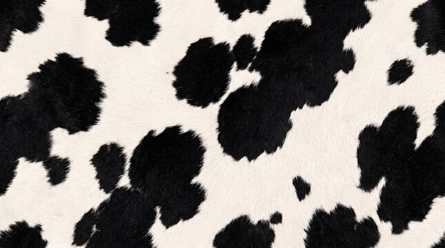 A detailed close-up of a black and white cow hide pattern.