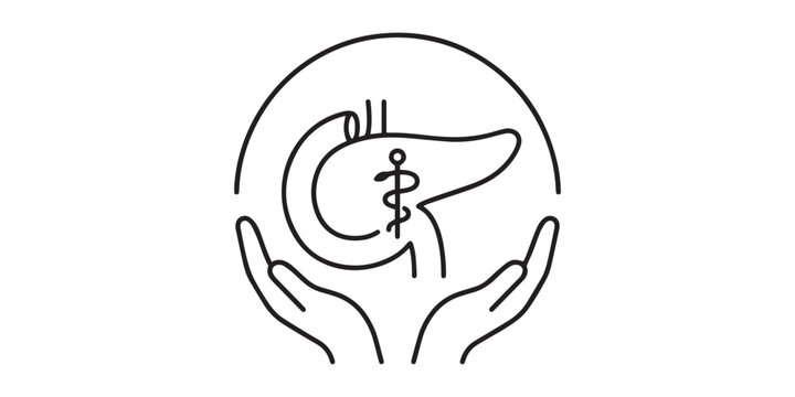 pancreas icon set. Black vector symbols. continuous one line drawing Pancreas vector illustration. line art, one continuous line, simple, hand drawn and sketch style. for icons, symbols, signs or logo