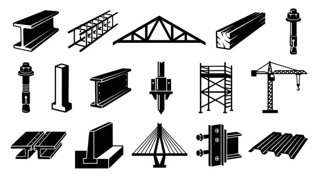 Construction Steel Beams I-beam Truss Scaffolding Crane Anchors Glyphs