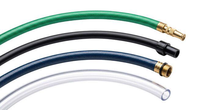 Industrial flexible hoses with brass fittings, colorful rubber and plastic tubing set, pneumatic and hydraulic pressure pipes