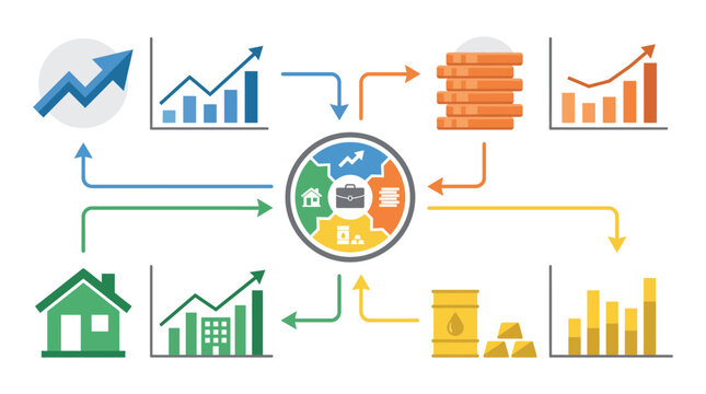 Financial Business Workflow Infographic with Growth Charts