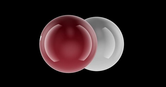 Hydrogen bromide molecule HBr model rotation animation seamlessly loopable. 3D rendering isolated on transparent background