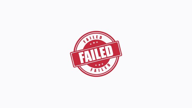Red Failed Rubber Stamp Icon Animation Isolated on White Background for Business Quality Control Concept