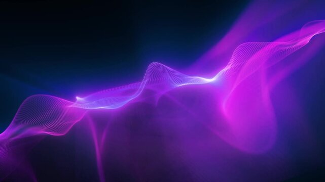 Bright glowing energy waves from small particles and lines, abstract background, high quality video.

