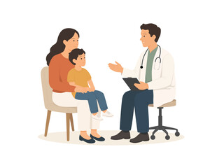 Fototapeta premium Family Consulting Doctor During Medical Appointment