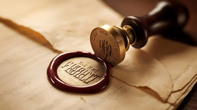 Legal documents and official seal a symbol of authority and justice