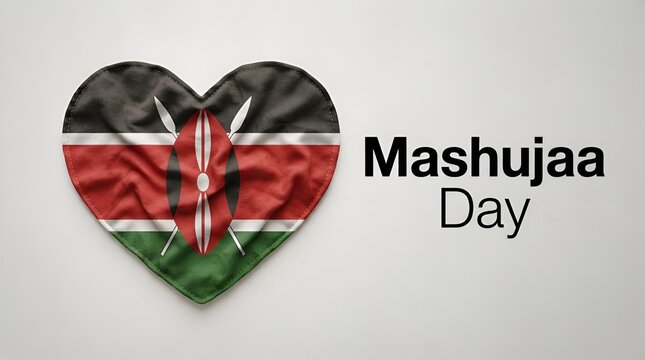 Mashujaa Day Heart - Shaped Kenyan Flag Illustration
