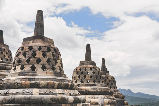 Landscape of stupa in Borobudur temple 