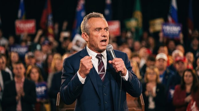 Passionate politician speaking to crowd