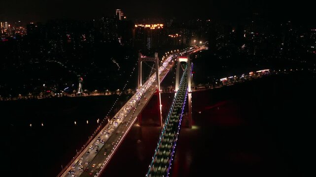 Nighttime bridges and city traffic