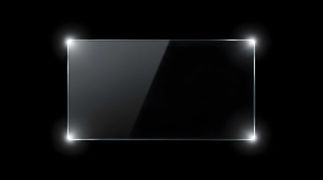 Black Glass Rectangle Frame with Four Bright Corner Lights