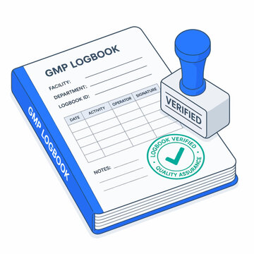 GMP Logbook with Verified Stamp and Quality Assurance Seal