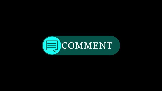 Comment button animation for a video channel. comment text reveal animation, social media. Flat Design comment. comment icon Animation, 4k Comment Push Buttons for YouTube. red comment icon button.