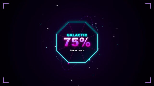 Galactic Super Sale Promotion with Neon Octagon Design.
