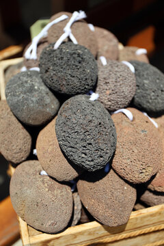 Natural volcanic pumice sold on the Greek island of Symi.