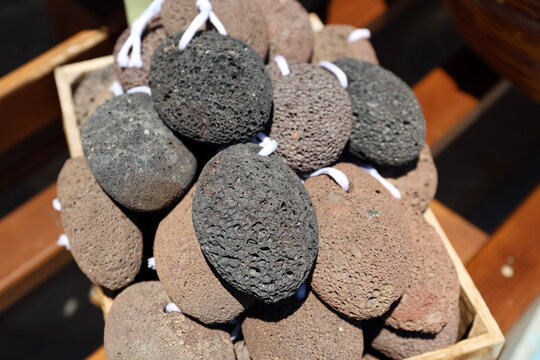 Natural volcanic pumice sold on the Greek island of Symi.