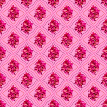 seamless pattern with pink flowers